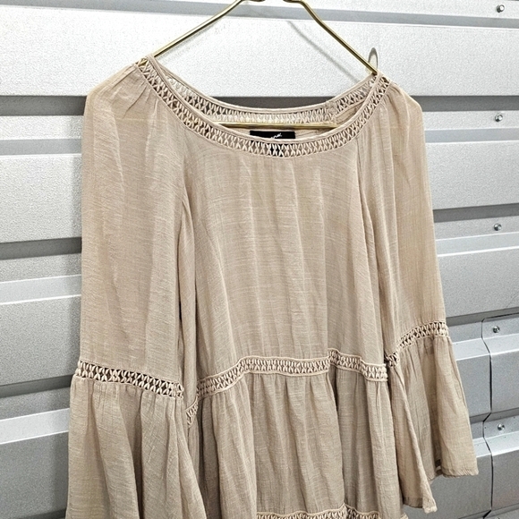 GNW Boho Peasant Beige Top - Picture 3 of 6